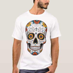 Día de los Muertos-schedel. Mexicaanse Dag van de T-shirt