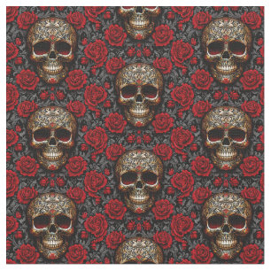 Dia de los Muertos Schedels en Rozen Stof