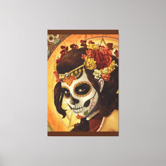 Dia De Los Muertos Sierkussen Canvas Afdruk (Voorkant)
