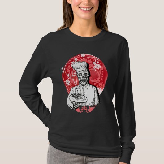 Dia de los Muertos Skeleton Chef Sugar Skull Moon T-shirt (Voorkant)