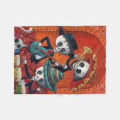 Dia de Los Muertos Skeleton Mariachi Trio Fleece Deken (Voorkant (Horizontaal))