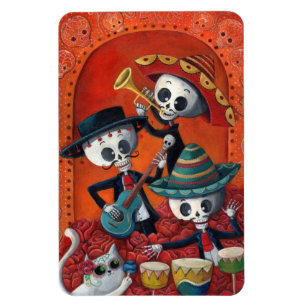 Dia de Los Muertos Skeleton Mariachi Trio Magneet