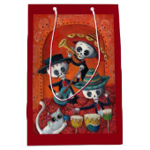 Dia de Los Muertos Skeleton Mariachi Trio Medium Cadeauzakje (Voorkant)