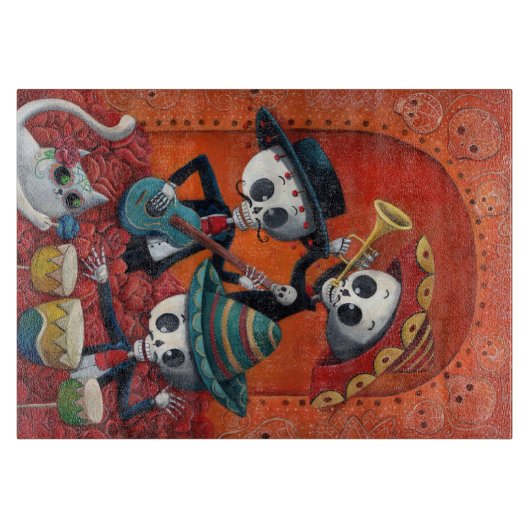 Dia de Los Muertos Skeleton Mariachi Trio Snijplank (Voorkant)