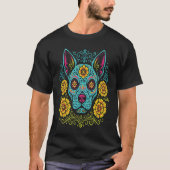 Dia de los Muertos Skeleton Sugar Skull Dog T-shirt (Voorkant)