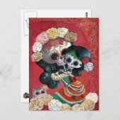 Dia de Los Muertos Skeletons Moeder en Dochter Briefkaart (Voorkant / Achterkant)