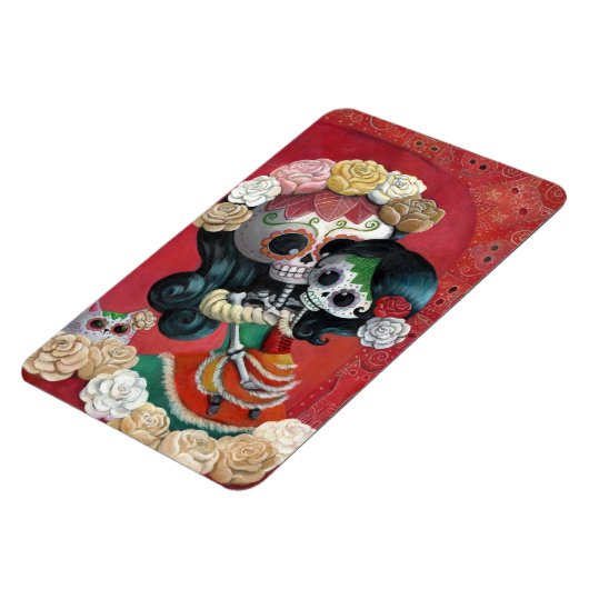 Dia de Los Muertos Skeletons Moeder en Dochter Magneet (Linkerzijde)