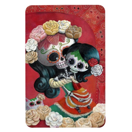 Dia de Los Muertos Skeletons Moeder en Dochter Magneet (Verticaal)