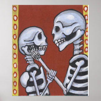 dia de los muertos skeletons uit liefde gedrukt poster
