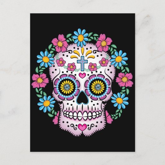 Dia de los Muertos Skull Briefkaart (Voorkant)