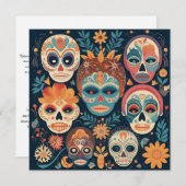 "Dia de los Muertos", Skull Canvas Studio Kaart (Voorkant / Achterkant)