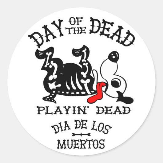 Dia de los Muertos spelen in dode hond sticker (Voorkant)
