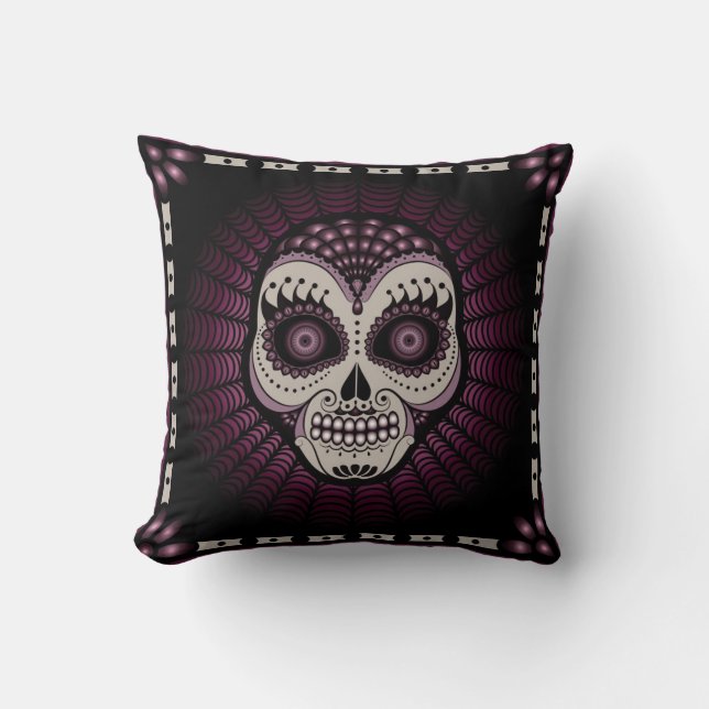 Dia de los Muertos spiderweb skull pillow Kussen (Voorkant)