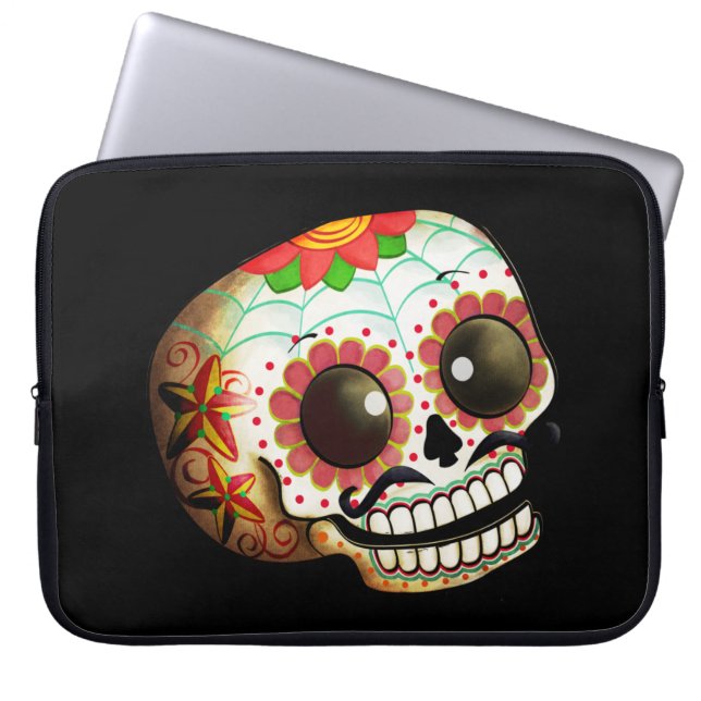Dia de Los Muertos Sugar Skull Art Laptop Sleeve (Voorkant)