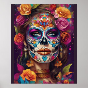 Dia de los Muertos Sugar Skull Beauty Poster