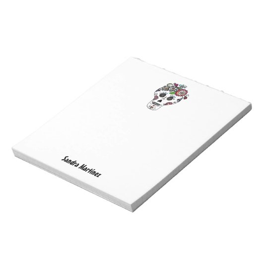 Dia de Los Muertos, Sugar Skull, Custom Notitieblo Notitieblok (Gedraaid)