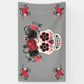 Dia de los Muertos Sugar Skull, grijs Spandoek (Verticaal)