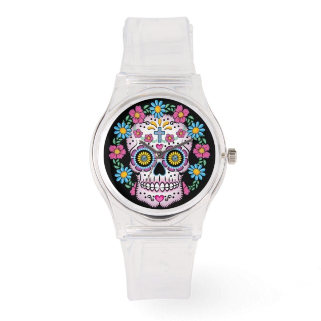 Dia de los Muertos Sugar Skull Horloge (Voorkant)