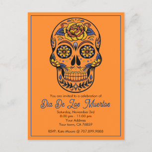 Dia De Los Muertos Sugar Skull Party Uitnodiging Briefkaart