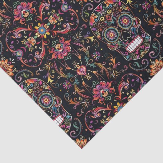 Día de los Muertos Sugar Skull Pattern Decoupage Tissuepapier (Detail)