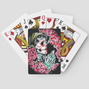 Dia De Los Muertos Sugar Skull Tattoo Flash Pokerkaarten