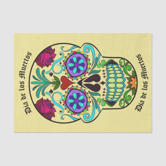 Dia de los Muertos Sugar Skull Tissue Paper Wrap Tissuepapier (Voorkant)