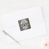 Dia De Los Muertos Sugar Skull Vierkante Sticker (Envelop)