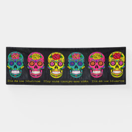 Día de los Muertos Sugar Skulls Custom Text Spandoek