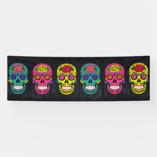 Día de los Muertos Sugar Skulls Spandoek (Horizontaal)