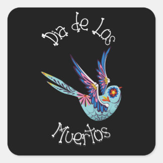 Dia de los Muertos - Sugar Snoep Bird Vierkante Sticker
