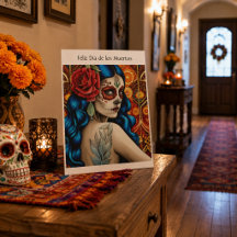 Día de los Muertos Suiker Schedel Vrouw Rode Roos