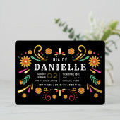 Día de los Muertos Theme Birthday Party Folie Uitnodiging (Staand Voorkant)