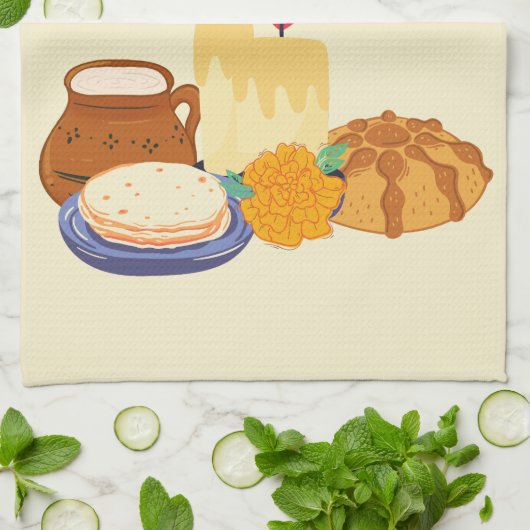 Dia De Los Muertos viering Theedoek (Gevouwen)