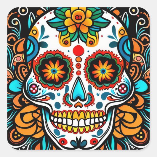 Dia de los Muertos Vierkante Sticker (Voorkant)
