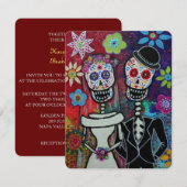 DIA DE LOS MUERTOS WEDDING INVITATIONS KAART (Voorkant / Achterkant)