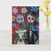 Dia DE los Muertos Wedding Kaart (Gele Bloem)