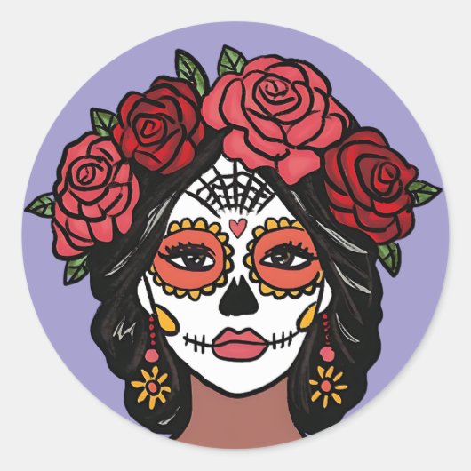 Día de Muertos Dag van de Dode Hand getekend Ronde Sticker (Voorkant)