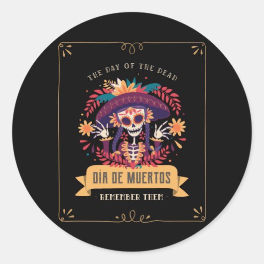Dia de muertos-dag van de doden ronde sticker (Voorkant)