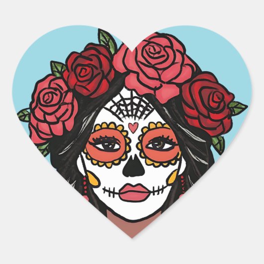 Día de Muertos Dag van het Dode Hart Sticker (Voorkant)