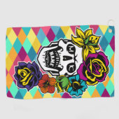 Dia de Muertos Day of the Dead Sugar Skull Custom Golfhanddoek (Horizontaal)