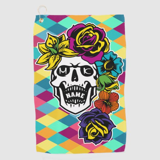 Dia de Muertos Day of the Dead Sugar Skull Custom Golfhanddoek (Voorkant)