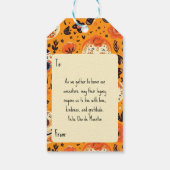 Dia de Muertos, gitaren en suikerschedels sinaasap Cadeaulabel (Achterkant)