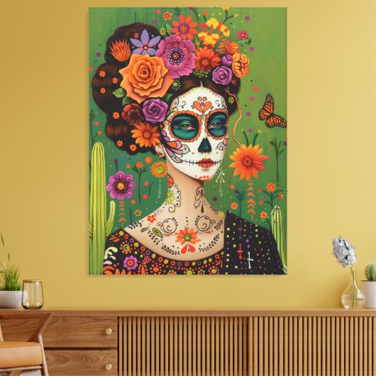 Dia de muertos, Mexicaans esthetisch Canvas Afdruk (Insitu (Woonkamer))