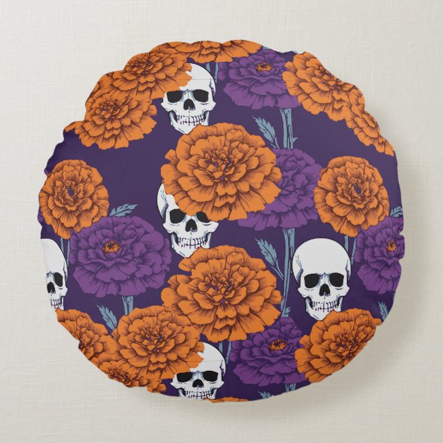 Día de Muertos Rond Kussen (Voorkant)