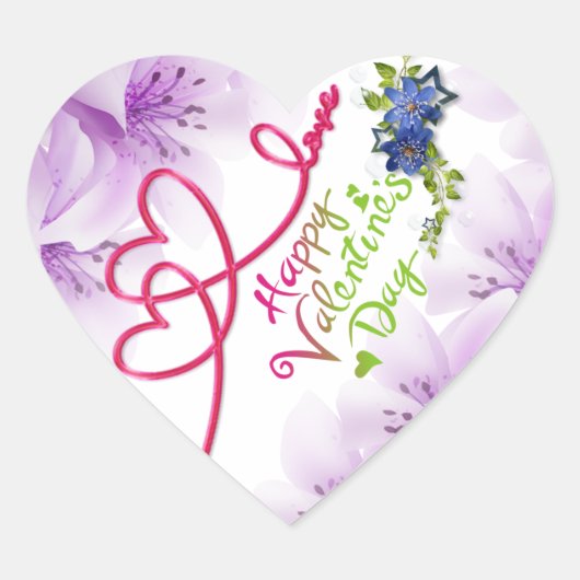 día de san Valentín flores lindas Hart Sticker (Voorkant)