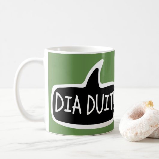 DIA DUIT. Irish Gaelic Greeting Speech Bubble Koffiemok (Met donut)