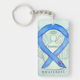 Diabetes Angel Awareness Ribbon Sleutelhanger