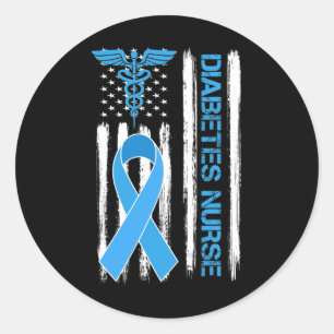 Diabetes Awareness American Flag Diabetes Nurse Ronde Sticker