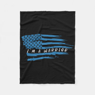 Diabetes Awareness American Flag Warrior T1 T2 Fleece Deken