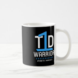 Diabetes Awareness Blauw Lint T1D Warrior 1 Koffiemok
